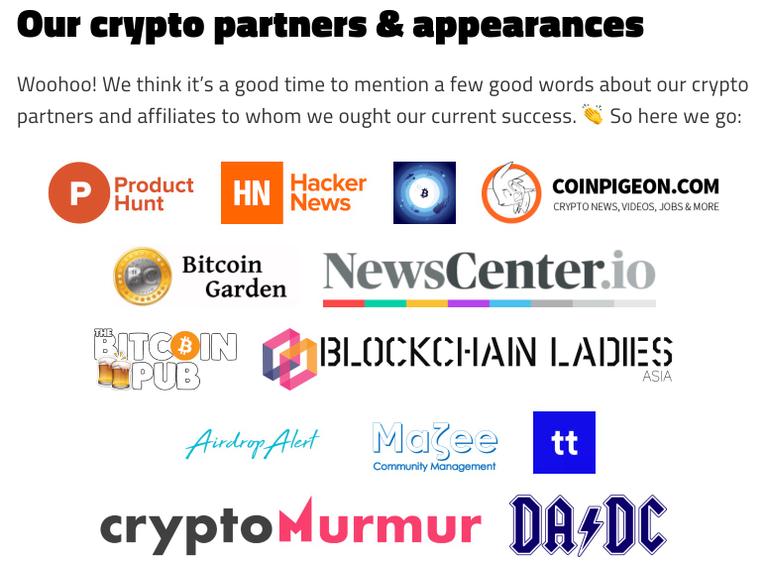 Our crypto partners & appearances