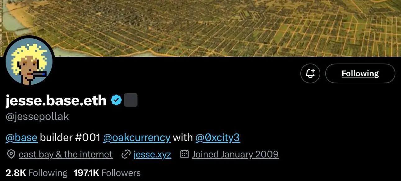 JesseETH's crypto profile on X