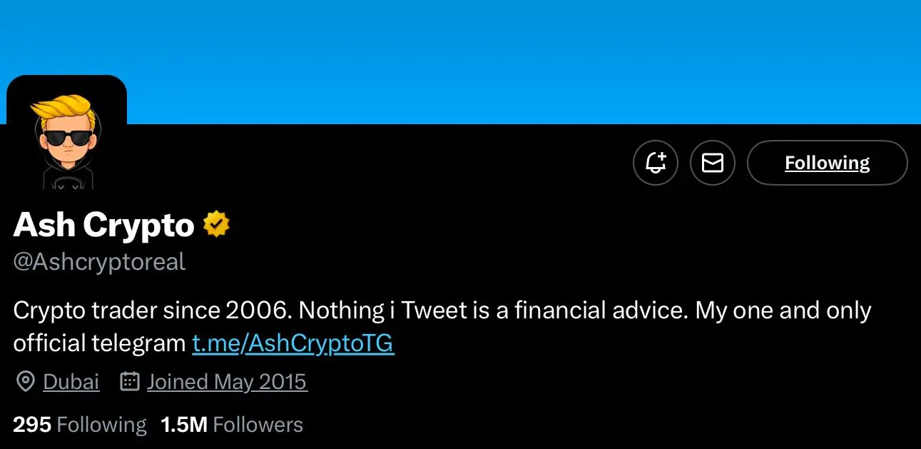 Ash Crypto's crypto profile on X