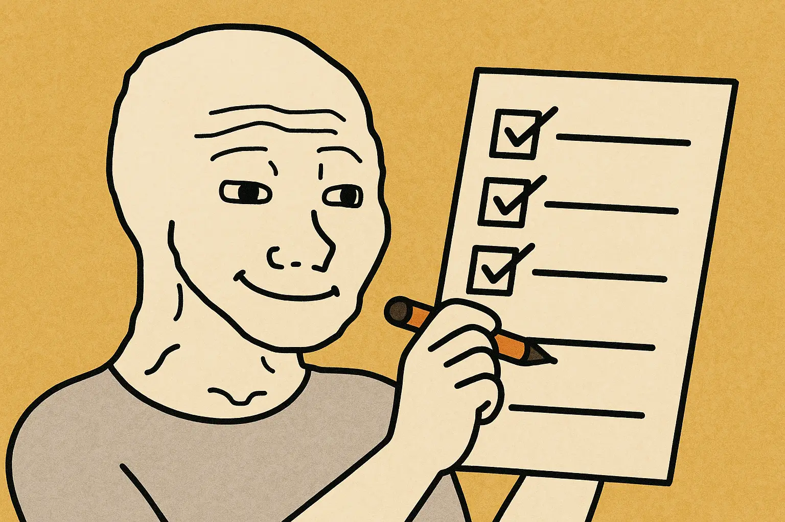 Character with ticked checklist, representing interview prep. Tips For A Video Interview..png